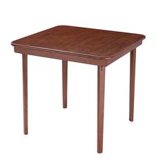 a small wooden table on a white background