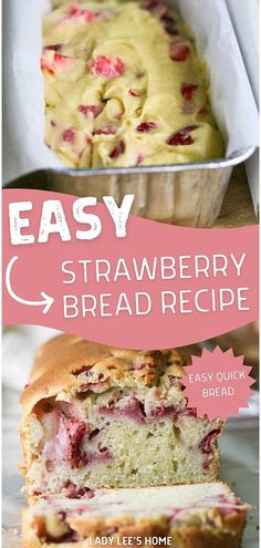 easy strawberry bread recipe with text overlay