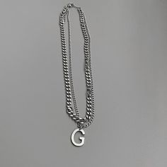 Length (CM) 53 Cold Shoulder Shirt, Double Chain, Letter Necklace, Initials, Silver Necklace, Pendant Necklace, Chain, Pendant