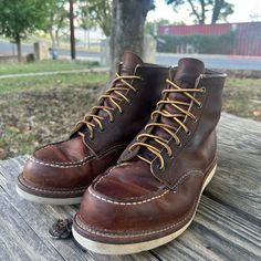 Lightly Used Pair. I’ve Worned These For A Few Months But They Didn’t Fit Quite Right. Brand New Pair Of Insoles Unworn, Three Pairs Of Laces And Red Wing’s Leather Cream Included. Wear On The Soles And Small Scuffing All Over. Let Me Know If There Are Any Questions! Size: 9.5 Ee Red Wing Shoes, Wing Shoes, Red Wing, Shoes Brown, Red Wings, Shoes Shoes, Men's Shoes, Shoe Boots, Let Me