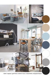 a collage of photos with different furniture and colors