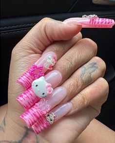 My Melody Nails, Melody And Hello Kitty, Funky Nail Designs, Nail Piercing