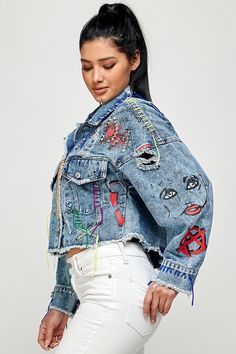 Cropped Denim Jacket Oversized. Color: Dark denim. Size: ONE SIZE 100% COTTON Medium Wash Denim Cropped Jacket For Streetwear, Trendy Medium Wash Cropped Jacket For Streetwear, Trendy Denim Cropped Jacket For Streetwear, Blue Denim Cropped Jacket For Streetwear, Denim Jacket Oversized, Oversized Denim Jacket, Cropped Denim Jacket, Cropped Denim, Dark Denim