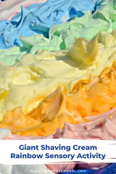 an image of giant shaving cream rainbow sensory activity