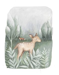 a drawing of a deer in the woods