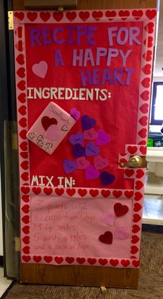 a valentine's day recipe for a happy heart door decoration