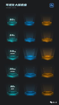 an info sheet showing the different types of lights and shapes in various stages of lighting