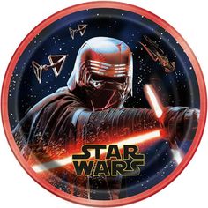 a star wars party plate with darth vader and other stars in the background