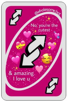 a pink playing card with an arrow pointing to the right and two hearts on it