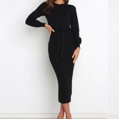 Retails For $80. New Without Tags. Midi Bodycon Knit Dress- Thick Material! Maxi Length High Round Neckline Long Sleeves With Ribbed Cuff Elegant Sweater Dress For Brunch In Winter, Elegant Winter Sweater Dress For Brunch, Black Knee-length Knit Midi Dress, Chic Winter Sweater Dress For Brunch, Long Sleeve Knit Dresses For Night Out, Knit Long Sleeve Dresses For Night Out, Fitted Sweater Dress For Fall Brunch, Fitted Sweater Dress For Brunch In Fall, Fitted Midi Sweater Dress For Brunch