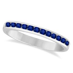 Channel-Set Blue Sapphire Stackable Ring 14k White Gold (0.40ct) Birthday Gemstones, Chanel Set, Blue Sapphire Diamond Ring, September Birthstone Rings, Channel Setting, Jewelry Tattoo, Blue Sapphire Diamond, Diamond Ring Settings, Sapphire Diamond Ring