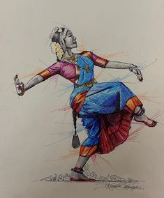 a pencil drawing of a woman dancing