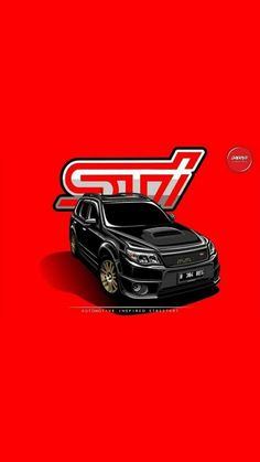 a black car with red background and the word gtr on it's side