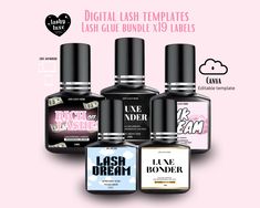 Welcome to the ultimate lash glue bundle deal with unique 19 designs included that everyone loves for your lash business! Whether you're a seasoned entrepreneur or just starting out, this collection has everything you need to elevate your branding game. From eye catching modern lash glue labels, front and back labels and more. With the Canva Templates provided, you can easily customize and make these designs your own. Purchase now and start creating your own DIY digital templates to boost your l Cricut Lashes, Lash Business, Eye Lashes, Lash Glue, Lash Artist, Label Templates, Marketing Materials, Custom Labels, Business Branding