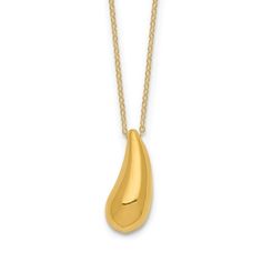 A lustrous puffy teardrop hangs elegantly from this dynamic women's pendant necklace. Fashioned in 14K yellow gold, the 18-inch rolo chain secures in place with a spring ring clasp. Classic Yellow Gold Teardrop Pendant Necklace, Classic Teardrop Yellow Gold Drop Necklace, Classic Yellow Gold Teardrop Drop Necklace, 14k Yellow Gold Drop Necklace, Yellow Gold Tarnish-resistant Teardrop Necklace, Classic Yellow Gold Pear-shaped Drop Necklace, Modern Yellow Gold Pear-shaped Drop Earrings, Tarnish Resistant Teardrop Yellow Gold Drop Necklace, Modern Yellow Gold Teardrop Necklace