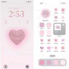 two screens, one with pink hearts and the other with white hearts on it's side