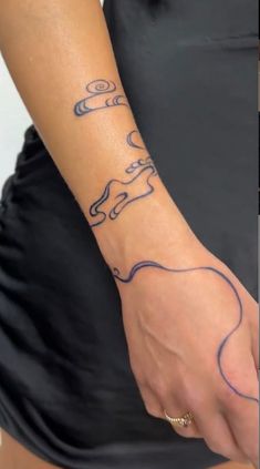 a woman's arm with a tattoo on it and another photo of her wrist