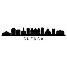 a black and white city skyline with the name cuenca