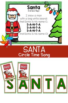 santa's circle time song for kids to play in the christmas themed language book