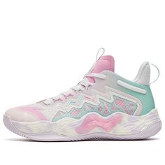 a white and pink sneaker on a white background