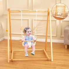 PRICES MAY VARY. 【High Quality Pine Material, Enjoy a Happy Childhood】FUNLIO swing set for toddlers is made of high-quality pine wood, strong & durable. With premium craftsmanship, you'll feel the smooth touch, without any burrs. In addition, we also have extension straps that can be hung on trees. You can also place it in the backyard or camping area. On a relaxing family time, you can sit on the side, watching your little one smiling and laughing on this cute small swing set. 【4 Sandbags & Ant Montessori Bookshelf, Indoor Swing, Wooden Swing, Baby Swing, Wooden Swings, Outdoor Swing, Baby Swings, Outdoor Backyard, Playground Equipment