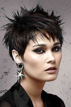 The Punk Pixie Cut: 25 Women Show How to Pull It Off Short Messy Hair Women, Punk Hair Women, Sassy Pixie Haircut, Spiky Pixie Haircut, Punk Pixie Haircut, Punk Pixie Cut, Short Emo Haircuts, Punky Hair, Short Medium Length Hair