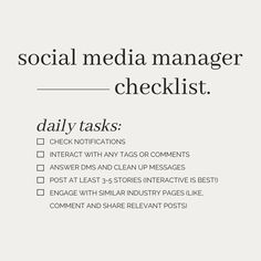 Daily Social Media Manager Tasks Marketing Coordinator Outfits, Social Media Manager Checklist, Influencer Marketing Agency, Social Media Coordinator, Social Media Specialist, Social Media Management Business, Social Media Marketing Planner, Social Media Content Strategy