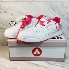 Elevate Your Athletic Style With These Pink And White Airwalk Sneakers. Made With Leather Upper Material And A Lace-Up Closure, They Provide Comfort And Support For Your Active Lifestyle. These Sneakers Are Perfect For Women Who Love A Colorful And Trendy Design, With A Fun And Playful Theme. With A Us Shoe Size Of 9, They Are Perfect For Running, Jogging, Or Any Other Physical Activity. Whether You're Hitting The Gym Or Running Errands, These Sneakers Are A Great Addition To Your Wardrobe. Pink Lace-up Running Shoes With Air Cushioning, Pink Low-top Trail Running Shoes For Athleisure, Functional Pink Lace-up Trail Running Shoes, Pink Breathable Lace-up Trail Running Shoes, Airwalk Shoes, Pink Athletic Fit Running Shoes With Moisture-wicking, Canvas Sneakers Womens, Sneakers Running, Athletic Style