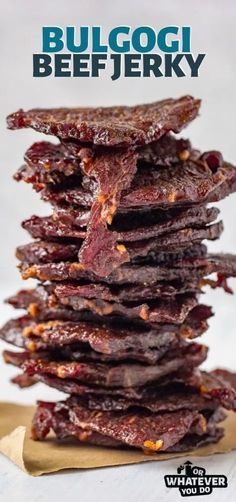 a stack of beef strips stacked on top of each other