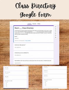 an image of a classroom google form on a table with text overlay that reads, class directory google form