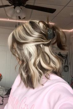 Medium Brown Hair With Colored Highlights, Shoulder Length Piecey Hair, Brown Hair Ice Blonde Highlights, Hair Color Highlights For Blondes, Ribbon Hair Color, What To Do With Blonde Hair, Blonde And Black Lowlights, Brown N Blonde Highlights, Blonde Color Blocking Hair