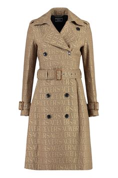 2N740 VERSACE COTTON BLEND TRENCH COAT Versace Pattern, Chic Outerwear, Trench Jacket, Adjustable Belt, Casual Backpack, Outerwear Coats, Womens Clothing Tops, Double Breasted, Versace