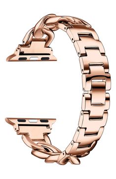 A chain-like stainless steel Apple Watch band elevates your look for edgy yet refined style. Apple Watch not included Compatible with Apple Watch SE & Series 7/6/5/4/3/2/1 Fits a 38mm/40mm/41mm case Clasp closure Rose gold IP stainless steel Imported Modern Rose Gold Stainless Steel Watch Band, Style Apple Watch, Apple Watch Se, Rose Gold Chain, Refined Style, Apple Watch Band, Italian Charm Bracelet, Silver Roses, Silver Rose Gold