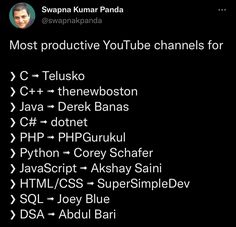 an image of a black background with the words most productive youtubee channels for