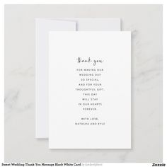 a thank card with the words, thank you for your wedding day and special occasions