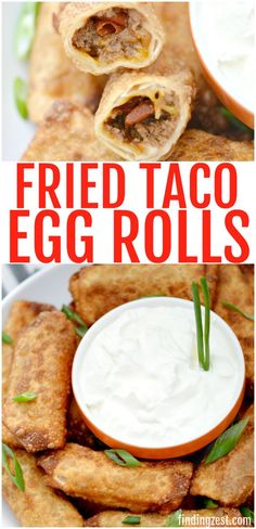 fried taco egg rolls with ranch dip