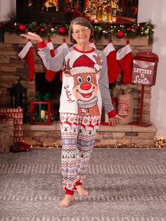 Celebrate Christmas with matching family sleepwear. The raglan sleeve design features a cartoon reindeer and Christmas-themed patterns including Christmas trees, polar bears, and snowflakes. Add the matching pet bandana to complete the family look.
* Please add each size separately to your shopping cart.
* Piece of product: Each size includes 1 set of pajamas, or 1 romper, or 1 pet bandana.
* For children's safety, pajamas should be snug-fitting or flame-resistant. These kids' and babies' pajamas are flame-resistant.
* Product features: raglan sleeves, Christmas-themed patterns
* Fabric characteristics: soft and comfortable
* Neckline: round neck
* Sleeves: long sleeves
* Style: raglan sleeve
* Fit: moderate
* Length: moderate length
* Source of goods: imported
* Supplier: PatPat Christmas Pajamas Matching, Cartoon Reindeer, Pajamas Matching, Pattern Pants, Patterns Fabric, Allover Pattern, Sleeves Style, Family Christmas Pajamas, Matching Family Pajamas