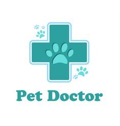 the logo for pet doctor with an image of a dog's paw and cross