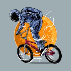 an astronaut riding a bicycle with the moon in the background