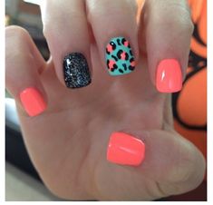 Beach Nails Art, Summer Nails 2023, 2023 Beach, Leopard Nails, Cute Gel Nails, Bright Nails, Nails 2023, Short Acrylic Nails Designs, Get Nails