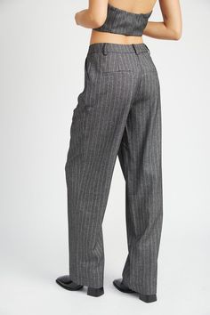 "Get ready to rock these Loose Fit Pinstripe Pants! Made with comfort in mind, these pants offer a relaxed fit and stylish pinstripes. Perfect for any casual occasion, these pants will be your new go-to for a fun and funky look. (Don't worry, we won't judge if you wear them everyday. Shh!)" SIZE & FIT :MODEL WEARS SIZE SMALLMODEL'S HEIGHT 5'9 Made In: IMPORTED Fabric Contents: 55% POLYESTER, 40% RAYON, 5% SPANDEX Non-stretch fabric Non-sheer fabric Pinstripe Bottoms With Welt Pockets For Work, Pinstripe Bottoms With Pockets For Work, Pinstripe Tapered Leg Business Casual Pants, Pinstripe Straight Leg Pants With Welt Pockets, Pinstripe Wide Leg Pants With Pockets, Pinstripe Tapered Leg Bottoms For Business Casual, Pinstripe Tapered Leg Business Casual Bottoms, Pinstripe High-waisted Pants With Pockets, Pinstripe Straight Pants With Welt Pockets