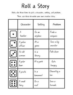 roll a story game with dices on it