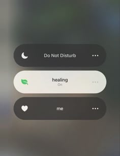 two buttons with the words do not disturb and healing on them, one is green