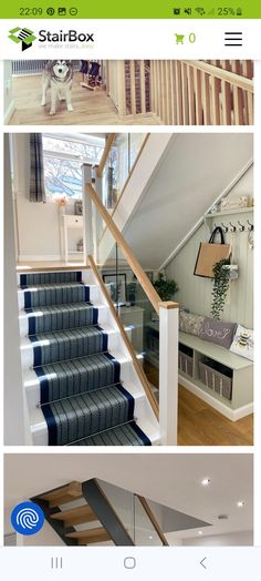 the stairs in this house have been painted white and are being used as storage boxes