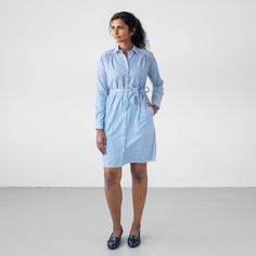 Without a doubt, the classic shirt dress is one of the most versatile garments a woman can own. This dress fits in at the most casual of establishments, but can transition easily to a fancier night out. Not too tight, not too loose, and made of a wonderfully soft and supple tencel fabric, our Shirt Dress is the first and last place our most discerning clientele looks. This item is discontinued and will no longer be produced. Features: Button Up Front, 20L Custom Engraved Corozo Buttons, Dual Sid Staff Uniforms, Custom Uniform, Classic Shirt Dress, Tencel Fabric, Blue Striped Shirt, Striped Shirt Dress, Stripe Shirt, Dress Shirts For Women, Classic Shirt