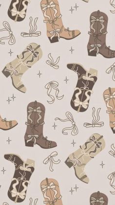 a pattern with boots and stars on a white background that is very similar to the shoes worn by children in the 1950's