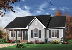 this is an artist's rendering of the front elevation of these small house plans