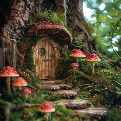 an image of a fairy house in the woods