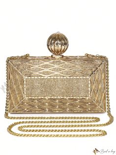 Bird in Bag - Exquisite Ladies Evening Clutch with Elegant Rhinestone Embellishment Bedazzled Gold Bags For Wedding, Gold Bedazzled Bags For Wedding, Elegant Embellished Bags For Celebration, Gold Bedazzled Wedding Bag, Luxury Formal Evening Bag With Gold-tone Hardware, Glamorous Evening Bags With Gold-tone Hardware, Luxury Gold-tone Evening Bag For Formal Occasions, Glamorous Gold Crystal Bags, Glamorous Gold-tone Evening Bag