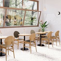 an image of a restaurant setting with tables and chairs in the foreground that says west elm